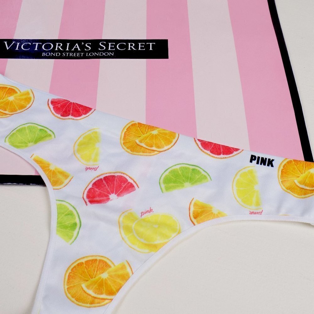 new! VS PINK no show seamless thong citrus summer